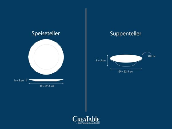 CreaTable Tafelservice Adelaide Blau blau Porzellan 8 tlg. CreaTable Tafelservice Adelaide Blau blau Porzellan 8 tlg. – Bild 3