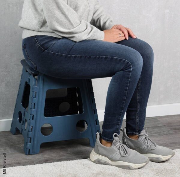 Klapphocker blau B/H/L: ca. 53x4,5x38,5 cm Klapphocker blau B/H/L: ca. 53x4,5x38,5 cm – Bild 2