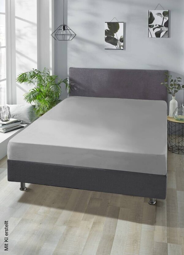 Boxspring Spannbetttuch silber Baumwolle B/L: ca. 180x200 cm Boxspring Spannbetttuch silber Baumwolle B/L: ca. 180x200 cm – Bild 2