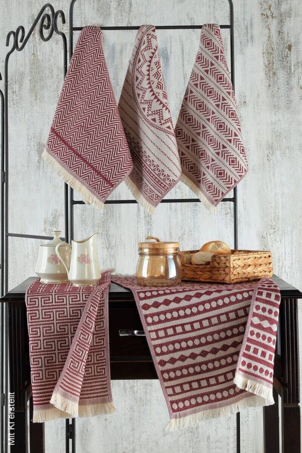 Mijolnir Frottier-Set bordeauxrot Baumwolle B/L: ca. 38x65 cm – Bild 4