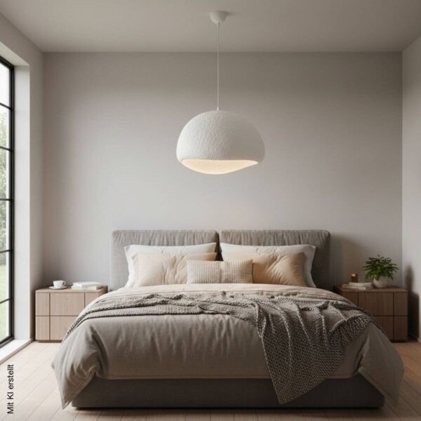Opviq Pendelleuchte weiß Metall Fiberglas B/T/L: ca. 50x44x50 cm E27 1 Brennstellen – Bild 4