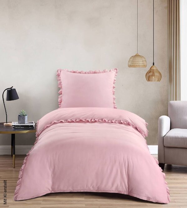 Baumwoll Bettwäsche Renforce rosé Baumwolle B/L: ca. 135x200 cm – Bild 5