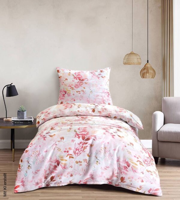 Baumwoll Bettwäsche Satin rosé Baumwolle B/L: ca. 135x200 cm – Bild 4