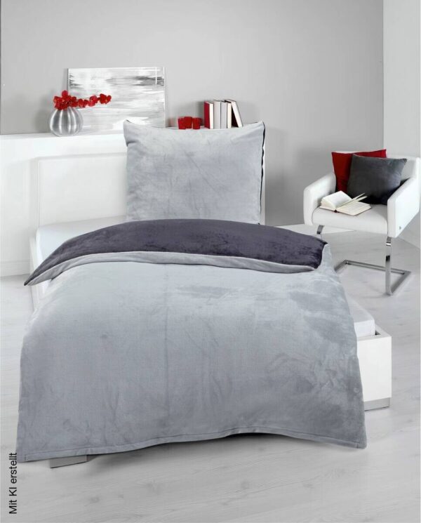 Microfaser Bettwäsche Cashmere touch silber Polyester B/L: ca. 135x200 cm – Bild 2