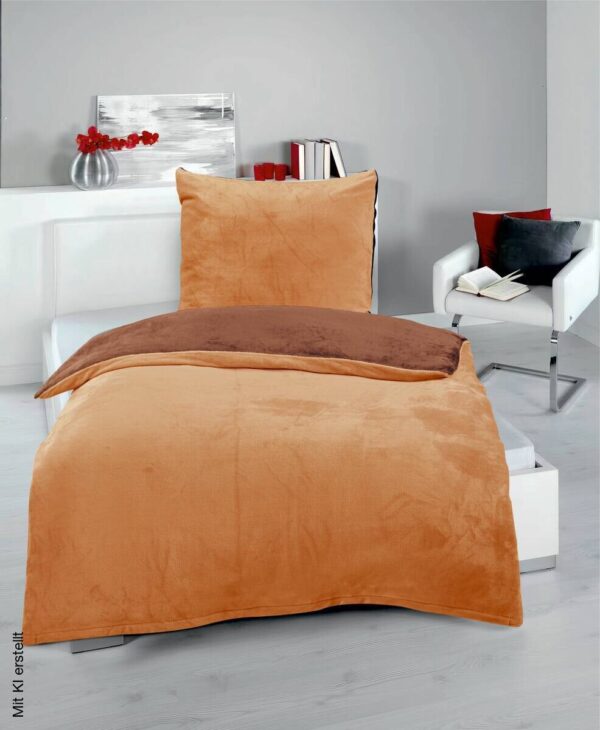 Microfaser Bettwäsche Cashmere touch terra Polyester B/L: ca. 135x200 cm Microfaser Bettwäsche Cashmere touch terra Polyester B/L: ca. 135x200 cm – Bild 2