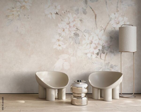 Livingwalls Fototapete Floral grau beige creme B/L: ca. 280x371 cm – Bild 3