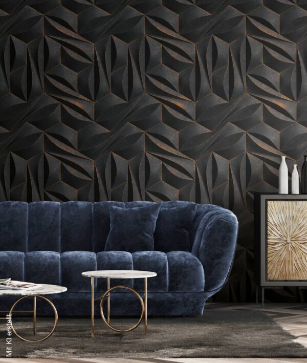 Livingwalls Fototapete 3D-Optik gold anthrazit B/L: ca. 280x159 cm – Bild 3