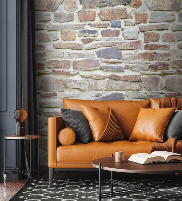Livingwalls Fototapete Steinoptik creme beige braun B/L: ca. 280x159 cm – Bild 3