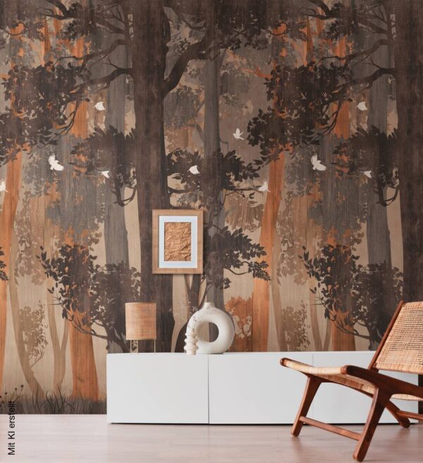 Livingwalls Fototapete Wald orange beige blau B/L: ca. 280x159 cm – Bild 2
