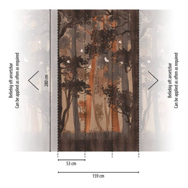 Livingwalls Fototapete Wald orange beige blau B/L: ca. 280x159 cm – Bild 3