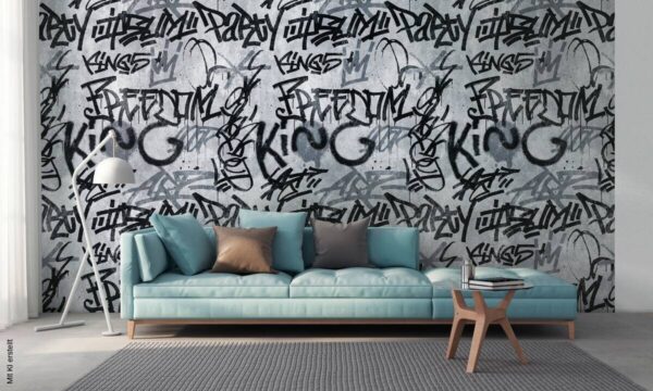 Livingwalls Fototapete Graffiti schwarz grau B/L: ca. 280x159 cm Livingwalls Fototapete Graffiti schwarz grau B/L: ca. 280x159 cm – Bild 2