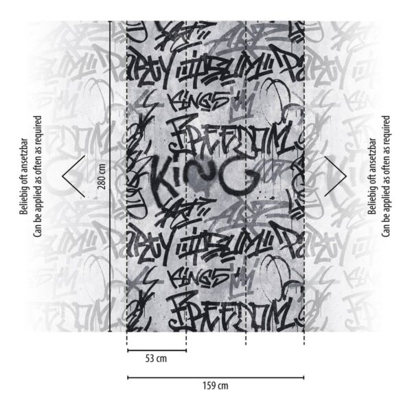 Livingwalls Fototapete Graffiti schwarz grau B/L: ca. 280x159 cm Livingwalls Fototapete Graffiti schwarz grau B/L: ca. 280x159 cm – Bild 3