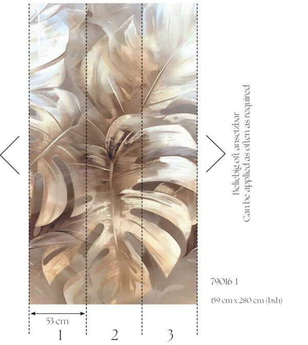 Livingwalls Fototapete Blätter creme beige B/L: ca. 280x159 cm metallic – Bild 4