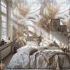 Livingwalls Fototapete Blätter creme beige B/L: ca. 280x159 cm metallic – Bild 5