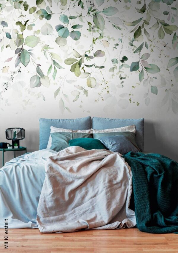 Livingwalls Fototapete Floral blau grün weiß B/L: ca. 280x371 cm – Bild 3