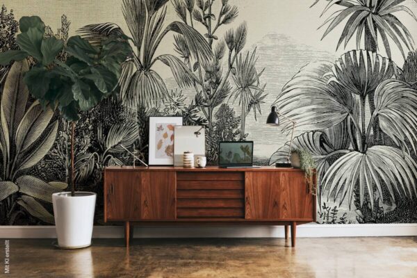 Livingwalls Fototapete Dschungel schwarz grau beige B/L: ca. 280x371 cm – Bild 3
