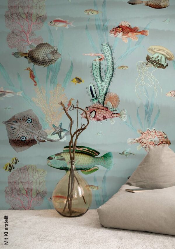 Livingwalls Fototapete Fische blau bunt rosa B/L: ca. 280x159 cm – Bild 3