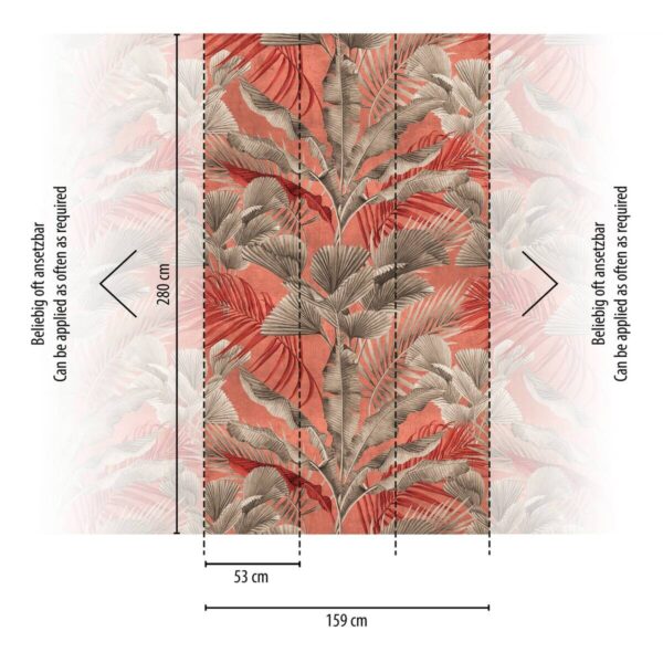 Livingwalls Fototapete Blätter grau rosa rot B/L: ca. 280x159 cm Livingwalls Fototapete Blätter grau rosa rot B/L: ca. 280x159 cm – Bild 3