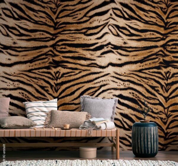 Livingwalls Fototapete Tigerstil braun schwarz B/L: ca. 280x159 cm – Bild 4
