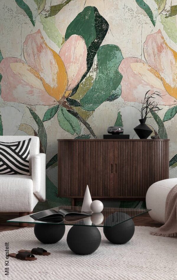Livingwalls Fototapete Floral grün beige rosa B/L: ca. 280x159 cm – Bild 2