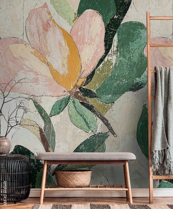 Livingwalls Fototapete Floral grün beige rosa B/L: ca. 280x159 cm – Bild 3