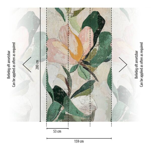 Livingwalls Fototapete Floral grün beige rosa B/L: ca. 280x159 cm – Bild 4