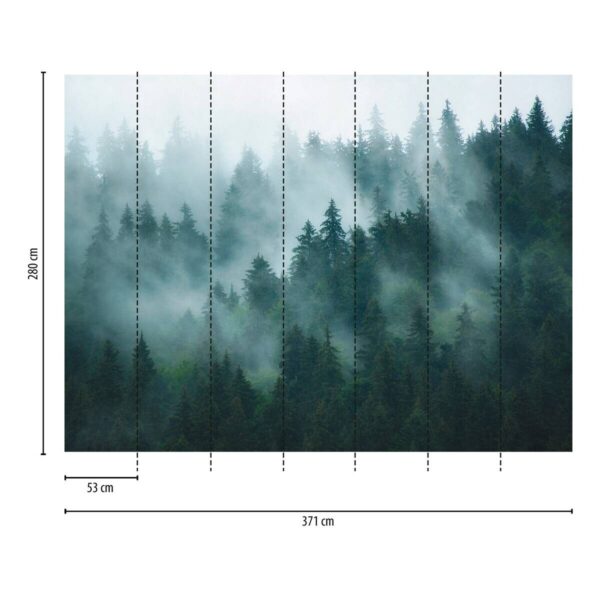 Livingwalls Fototapete Nebelwald grün petrol blau B/L: ca. 280x371 cm – Bild 3