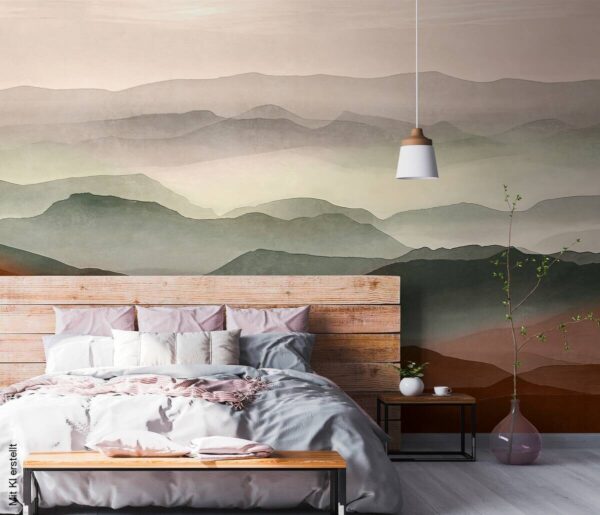 Livingwalls Fototapete Landschaft violett rot grün B/L: ca. 280x371 cm – Bild 3