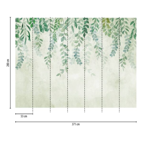 Livingwalls Fototapete Blätter creme blau grün B/L: ca. 280x371 cm – Bild 2