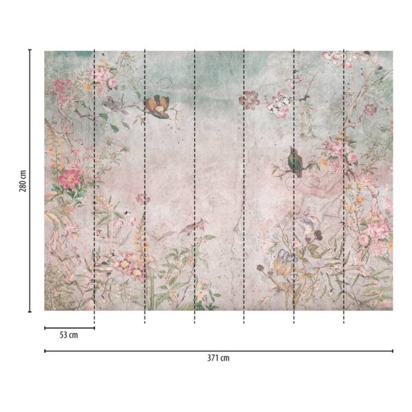 Livingwalls Fototapete Blumen bunt grau blau B/L: ca. 280x371 cm – Bild 3