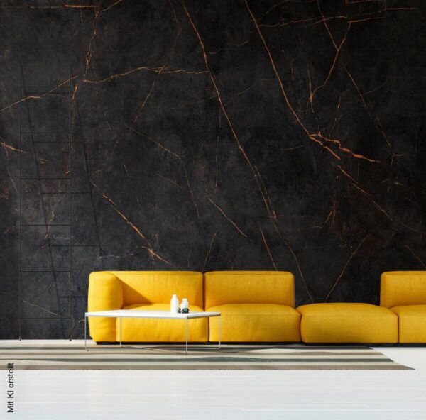 Livingwalls Fototapete Marmoroptik orange schwarz B/L: ca. 280x371 cm Livingwalls Fototapete Marmoroptik orange schwarz B/L: ca. 280x371 cm – Bild 3