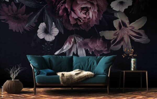 Livingwalls Fototapete Floral rot weiß schwarz B/L: ca. 280x371 cm – Bild 2