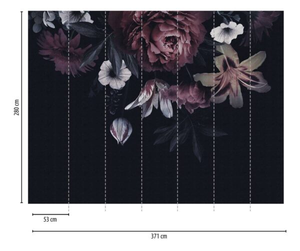 Livingwalls Fototapete Floral rot weiß schwarz B/L: ca. 280x371 cm – Bild 3