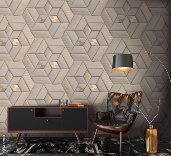 Livingwalls Fototapete 3D-Optik bronze grau taupe B/L: ca. 280x159 cm – Bild 2