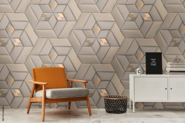 Livingwalls Fototapete 3D-Optik bronze grau taupe B/L: ca. 280x159 cm – Bild 4