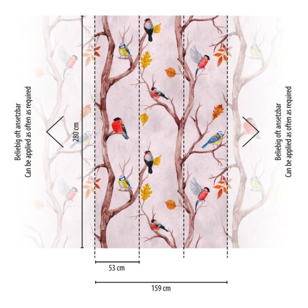 Livingwalls Fototapete Zweige braun rosa gelb B/L: ca. 280x159 cm – Bild 2