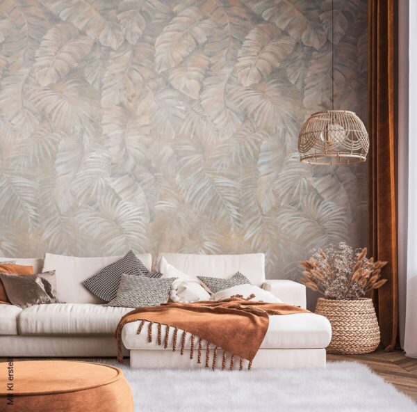 Livingwalls Fototapete Blätter braun beige creme B/L: ca. 280x159 cm – Bild 2