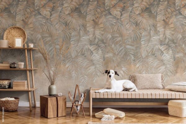 Livingwalls Fototapete Blätter braun beige creme B/L: ca. 280x159 cm – Bild 3