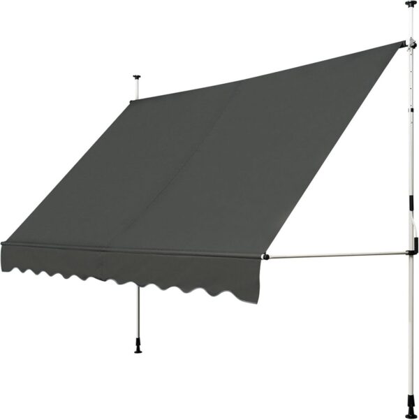 COSTWAY Klemmmarkise 350cm breit mit Handkurbel, höhenverstellbar UV – beständig
