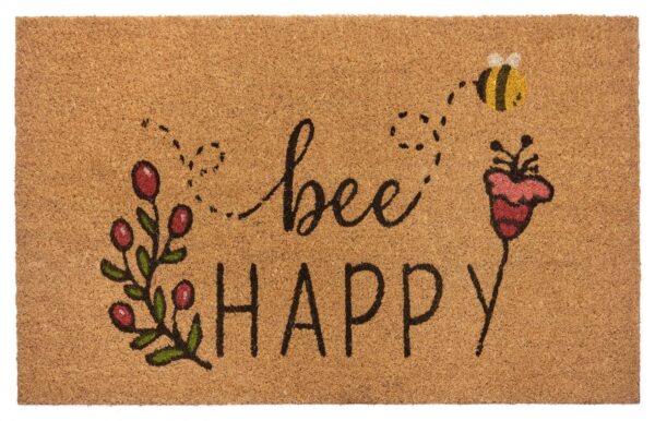 HANSE Home Fußmatte Bee Happy, Türmatte, rechteckig, Höhe: 15 mm, Kokos, Schmutzfangmatte, Outdoor, Rutschfest, Innen, Kokosmatte, Flur