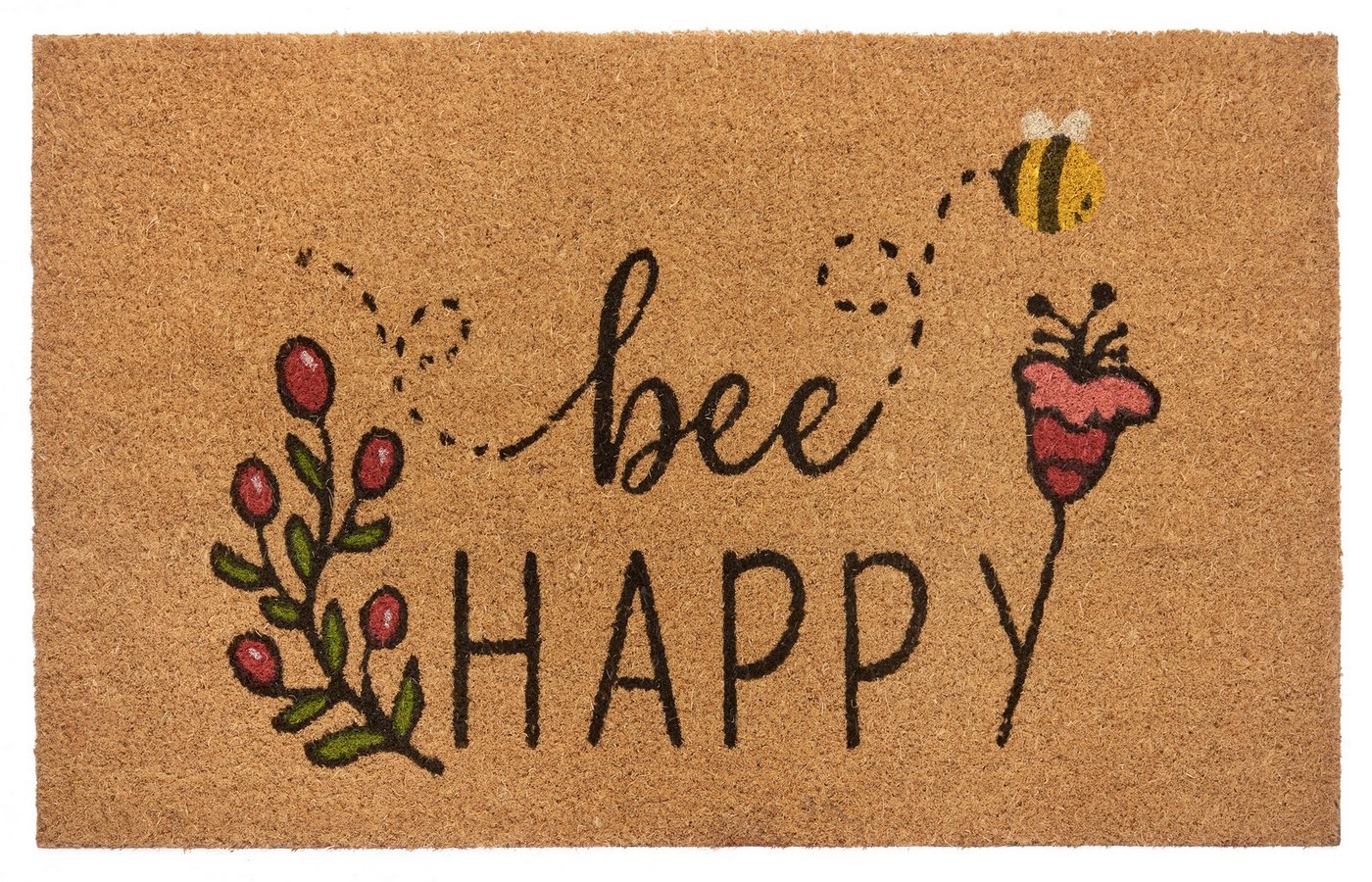 HANSE Home Fußmatte Bee Happy, Türmatte, rechteckig, Höhe: 15 mm, Kokos, Schmutzfangmatte, Outdoor, Rutschfest, Innen, Kokosmatte, Flur