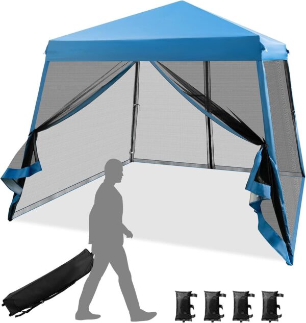 COSTWAY 3x3 m Pop Up Pavillon mit Moskitonetz und Sandsäcke