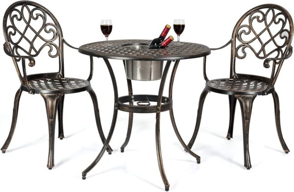 COSTWAY 3tlg. Bistro – Set mit 2 Stühlen & Beistelltisch