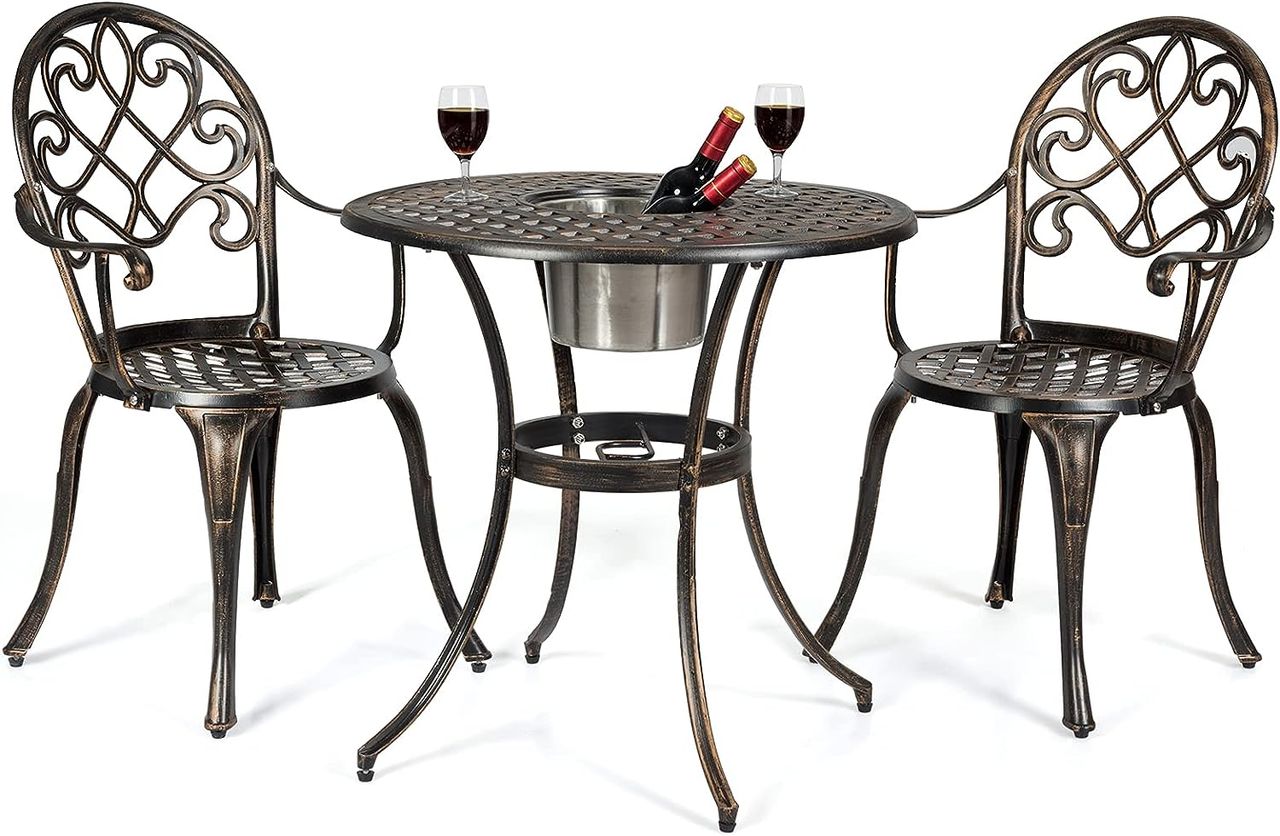 COSTWAY 3tlg. Bistro – Set mit 2 Stühlen & Beistelltisch