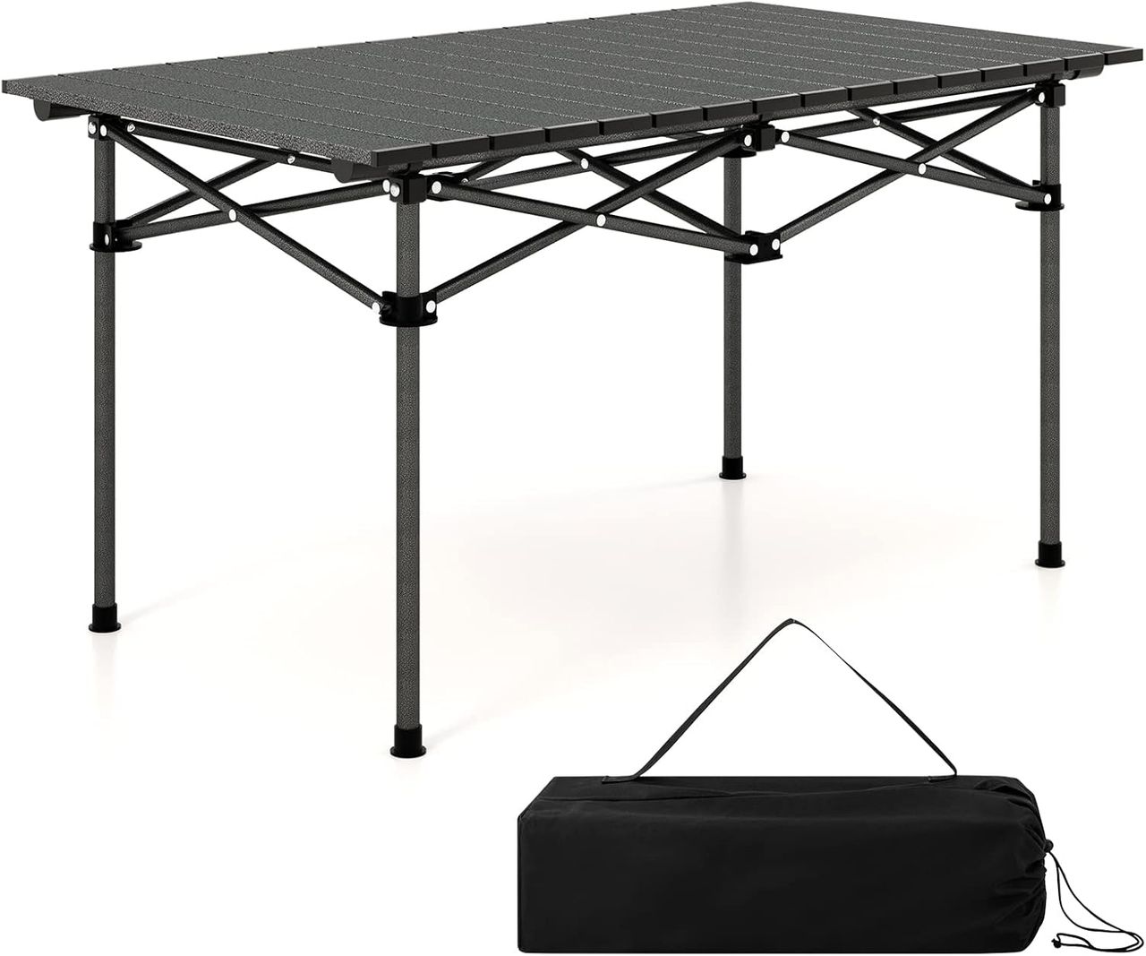 COSTWAY Campingtisch faltbar, Falttisch mit aufrollbarer Tischplatte, Klapptisch Gartentisch