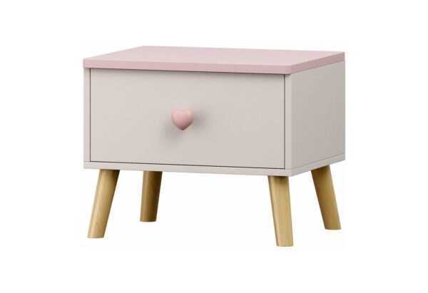 en.casa Nachttisch, »Sandnes« mit 1 Schublade 31 x 38 x 30 cm Holzbeine Weiß/Rosa