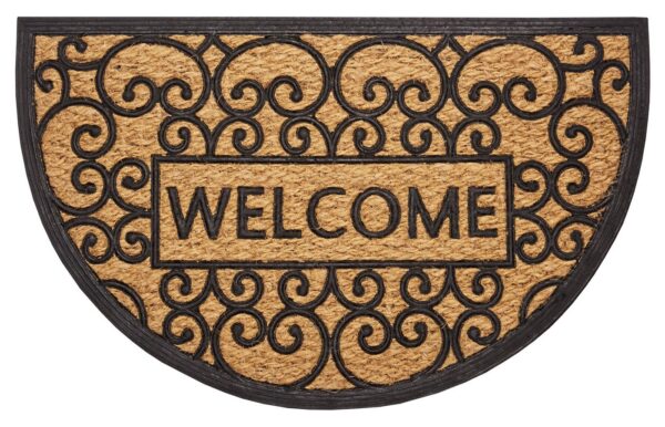 HANSE Home Fußmatte Welcome, Türmatte, halbrund, Höhe: 8 mm, Kokos, Gummi, Schmutzfangmatte, Outdoor, Rutschfest, Innen, Kokosmatte