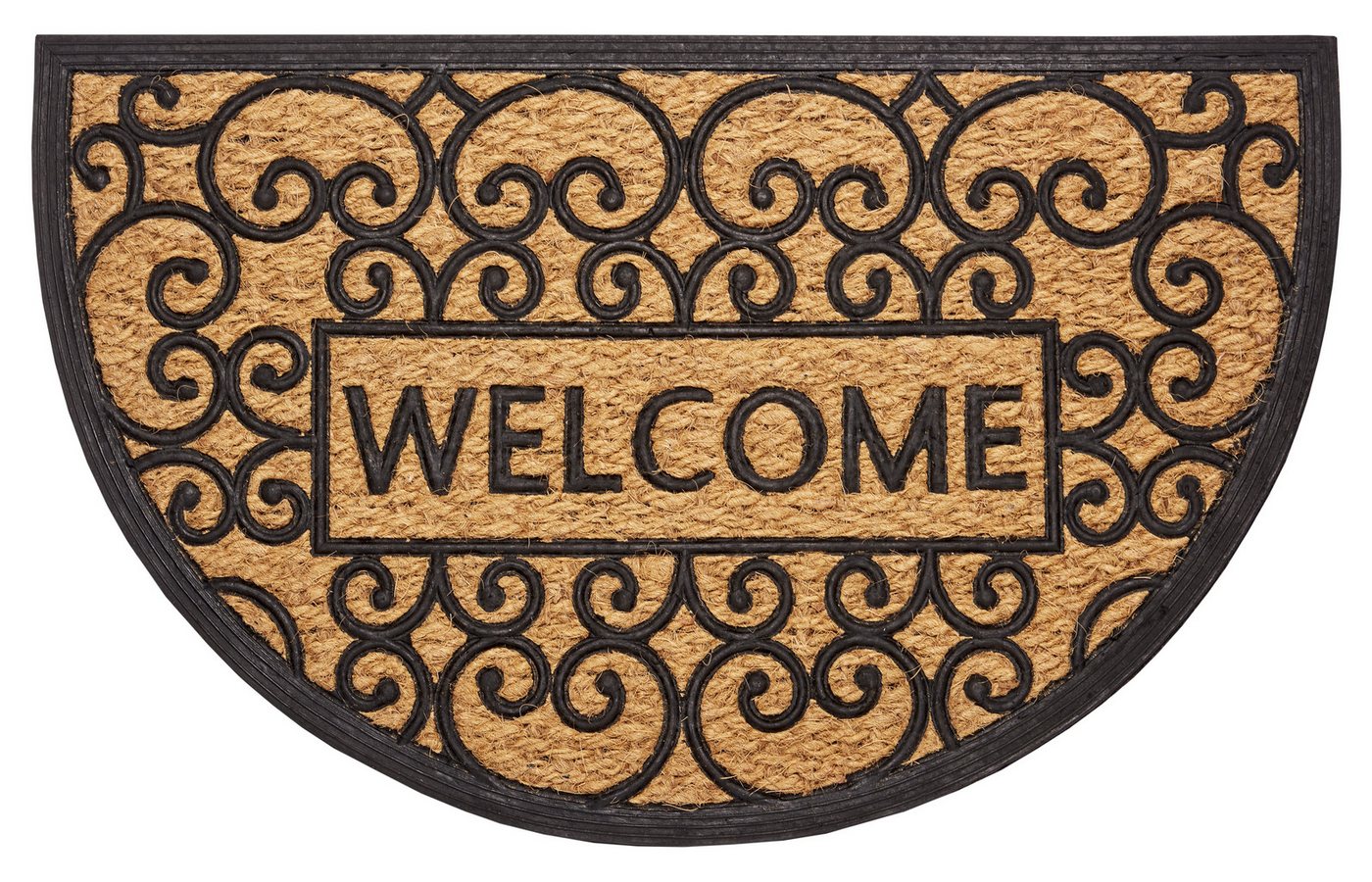HANSE Home Fußmatte Welcome, Türmatte, halbrund, Höhe: 8 mm, Kokos, Gummi, Schmutzfangmatte, Outdoor, Rutschfest, Innen, Kokosmatte