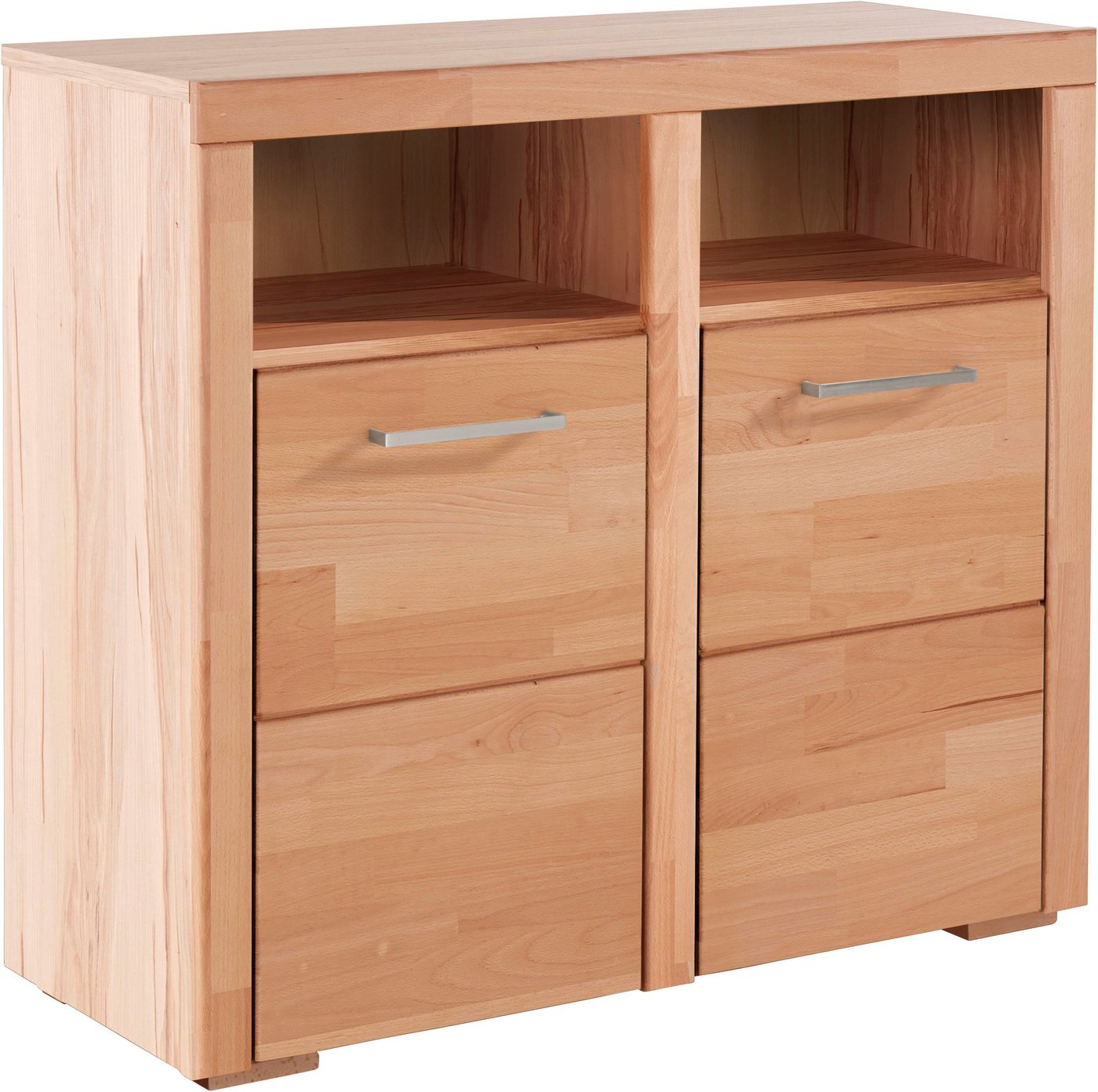 OTTO home Kommode Falco,89cm breit,35 cm tief, Fronten Massivholz, Kernbuche massiv, Holzwerkstoff, Metall Griffe,6Fächer