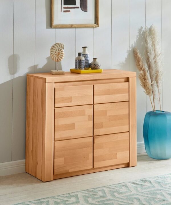 OTTO home Kommode Burano,90cm breit,35 cm tief, Fronten Massivholz, Holz massiv, Holzwerkstoff,2 Türen,2 breite Fächer